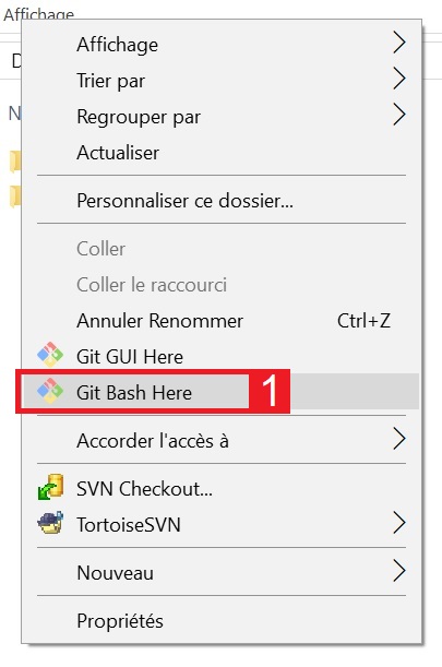 Ouvrir git bash